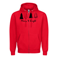 Red merry and bright Zipper Hoodie - artisFamous
