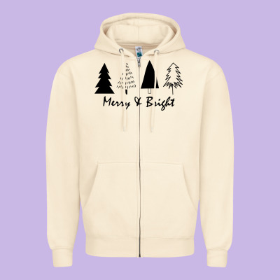 Merry And Bright Zipper Hoodie Designed By Artisfamous