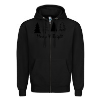 Black merry and bright Zipper Hoodie - artisFamous