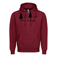 Burgundy merry and bright Zipper Hoodie - artisFamous