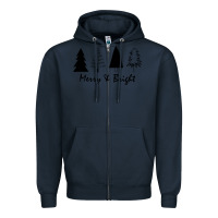 Navy merry and bright Zipper Hoodie - artisFamous