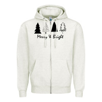 Oatmeal Heather merry and bright Zipper Hoodie - artisFamous