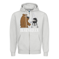 Dove Grey Bear Grills Grylls Zipper Hoodie - artisFamous
