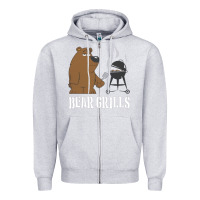 Heather Grey Bear Grills Grylls Zipper Hoodie - artisFamous
