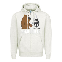 Oatmeal Heather Bear Grills Grylls Zipper Hoodie - artisFamous