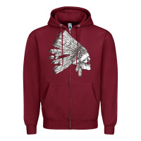 Burgundy american indian Zipper Hoodie - artisFamous