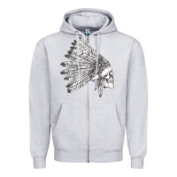 Heather Grey american indian Zipper Hoodie - artisFamous