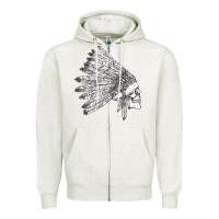 Oatmeal Heather american indian Zipper Hoodie - artisFamous