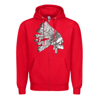 Red american indian Zipper Hoodie - artisFamous