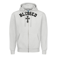 Dove Grey blessed christian christianity Zipper Hoodie - artisFamous