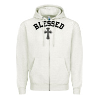 Oatmeal Heather blessed christian christianity Zipper Hoodie - artisFamous