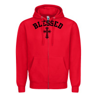 Red blessed christian christianity Zipper Hoodie - artisFamous