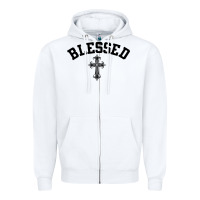 White blessed christian christianity Zipper Hoodie - artisFamous