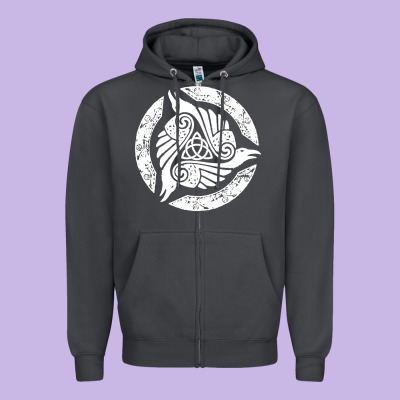 Celtic Trinity Knot Crow Spiritual Mandala Zipper Hoodie Designed By Artisfamous