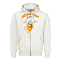 Oatmeal Heather yabba dabba doo Zipper Hoodie - artisFamous