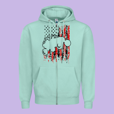 Usa Utv Rzr Racing Zipper Hoodie Designed By Artisfamous