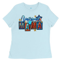 Baby Blue American mama 4th of july Ladies Tee - FaDigitalArtStudio