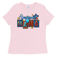 Bubblegum Pink American mama 4th of july Ladies Tee - FaDigitalArtStudio