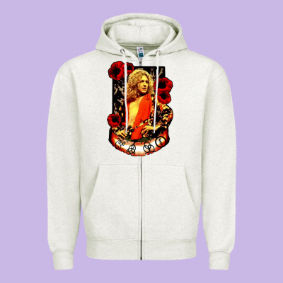 Vintage Image Robert Plant Zipper Hoodie Designed By Artisfamous