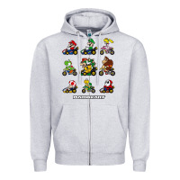 Heather Grey mariokart Zipper Hoodie - artisFamous