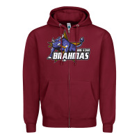 Burgundy lone star brahmas Zipper Hoodie - artisFamous