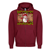Burgundy snowman Christmas Zipper Hoodie - JahusDesignShop