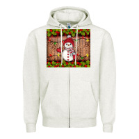 Oatmeal Heather snowman Christmas Zipper Hoodie - JahusDesignShop