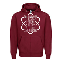 Burgundy funny science geek universe is made of morons white Zipper Hoodie - artisFamous