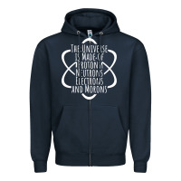 Navy funny science geek universe is made of morons white Zipper Hoodie - artisFamous