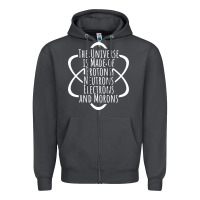Smoke funny science geek universe is made of morons white Zipper Hoodie - artisFamous