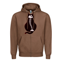 Chestnut Cat with Fish Bone Zipper Hoodie - artisFamous