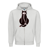 Dove Grey Cat with Fish Bone Zipper Hoodie - artisFamous