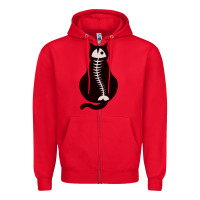 Red Cat with Fish Bone Zipper Hoodie - artisFamous