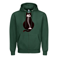 Sports Green Cat with Fish Bone Zipper Hoodie - artisFamous