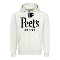 Oatmeal Heather Coffee Art Zipper Hoodie - artisFamous
