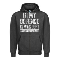Charcoal Heather in my defence i was left unsupervised Zipper Hoodie - artisFamous