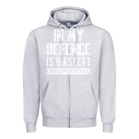 Heather Grey in my defence i was left unsupervised Zipper Hoodie - artisFamous