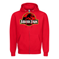 Red jurassicc park cartoon Zipper Hoodie - artisFamous