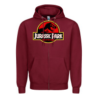 Burgundy jurassicc park cartoon Zipper Hoodie - artisFamous