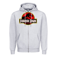 Heather Grey jurassicc park cartoon Zipper Hoodie - artisFamous