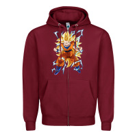 Burgundy super saiyan Zipper Hoodie - artisFamous