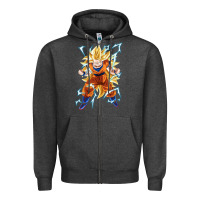 Charcoal Heather super saiyan Zipper Hoodie - artisFamous