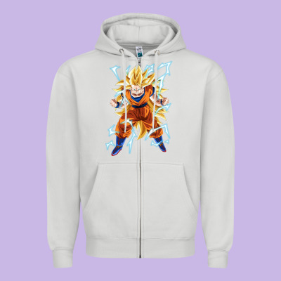 Super Saiyan Zipper Hoodie Designed By Artisfamous