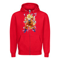 Red super saiyan Zipper Hoodie - artisFamous