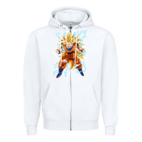 White super saiyan Zipper Hoodie - artisFamous