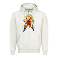 Oatmeal Heather super saiyan Zipper Hoodie - artisFamous