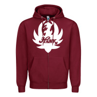 Burgundy white and black hank art Zipper Hoodie - artisFamous