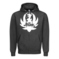 Charcoal Heather white and black hank art Zipper Hoodie - artisFamous