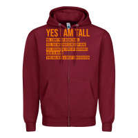 Burgundy yes i am tall Zipper Hoodie - artisFamous