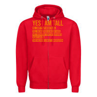 Red yes i am tall Zipper Hoodie - artisFamous